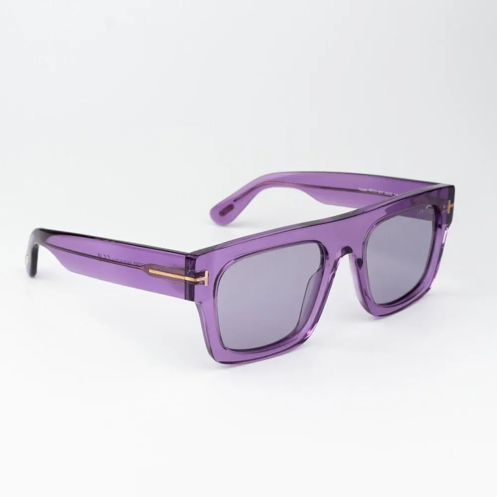 Tom Ford FAUSTO Men Sunglasses Transparent Violet Square FT0711/S 81Y BRAND NEW
